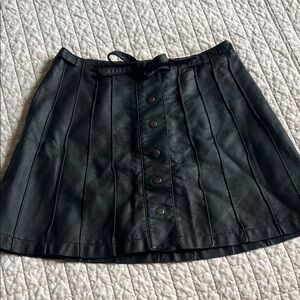 Free People Black faux leather mini skirt